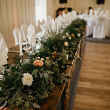 Load image into Gallery viewer, Mixed Greenery Garland with Flowers (12ft) Lily on the Thames - DIY Wedding Flowers Create your own stunning greenery and floral garland! Roses will be in the same colour scheme as your existing wedding flower package. Fresh materials to make a mixed gree
