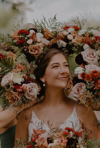 Rust and Terracotta - Lily on the Thames - DIY Wedding Flowers - Terracotta and Rust tones softened by pale Pink and Champagne hues. Irresistible and instagramable. Congratulations on your upcoming wedding! There’s so many things to consider and budget fo